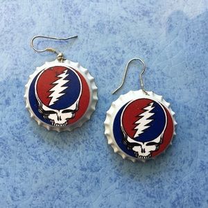 Up cycled vintage Grateful Dead earrings